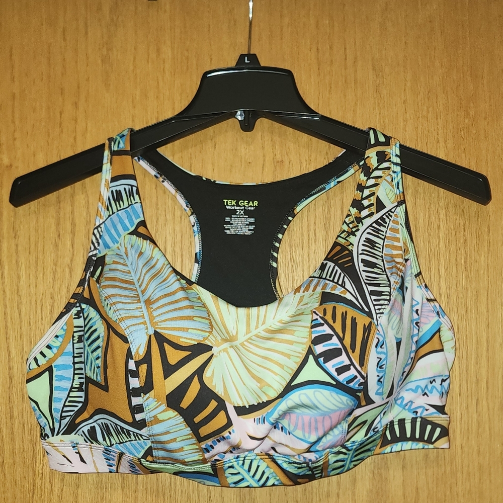 Tek Gear Tropical Leaf Print Sports Bra
